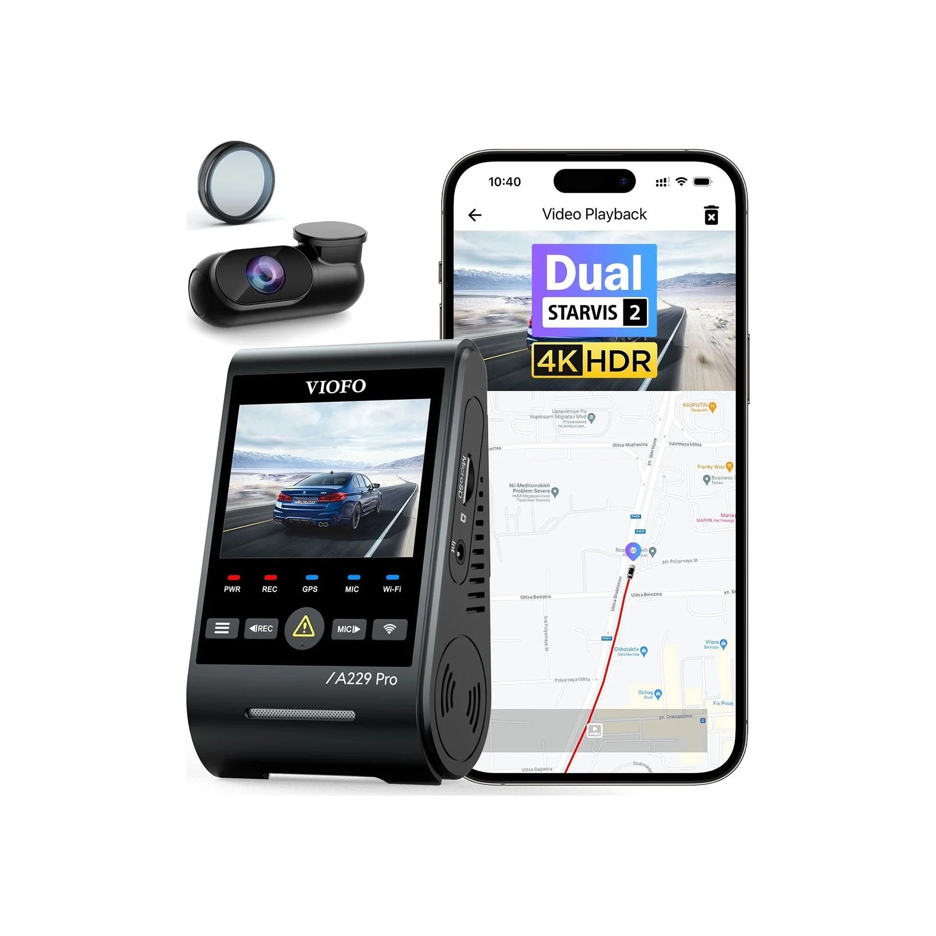 Видеорегистратор VIOFO A229 Pro (Front and Rear 4K+2K HDR Dual Dash Cam)